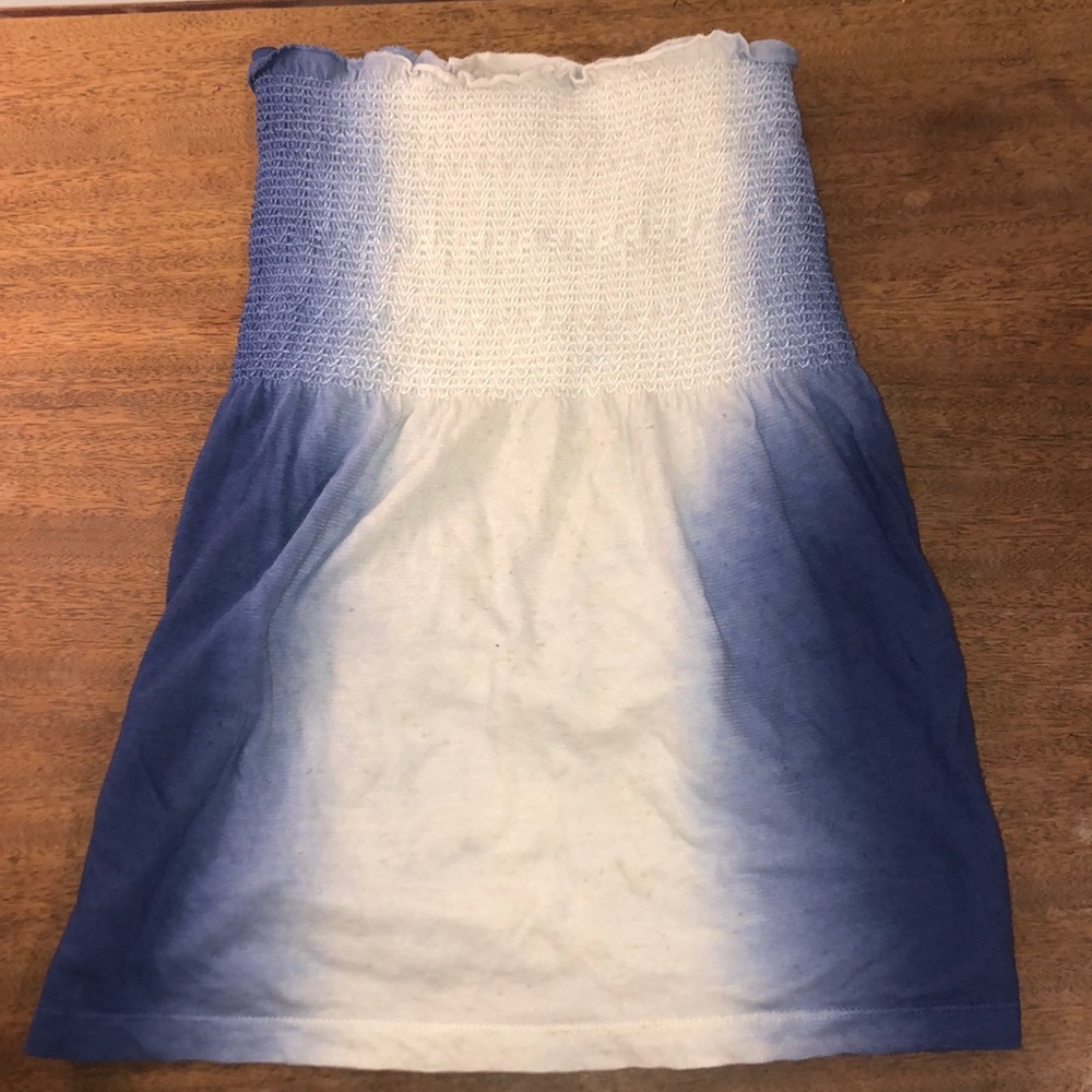 Faded white blue strapless top